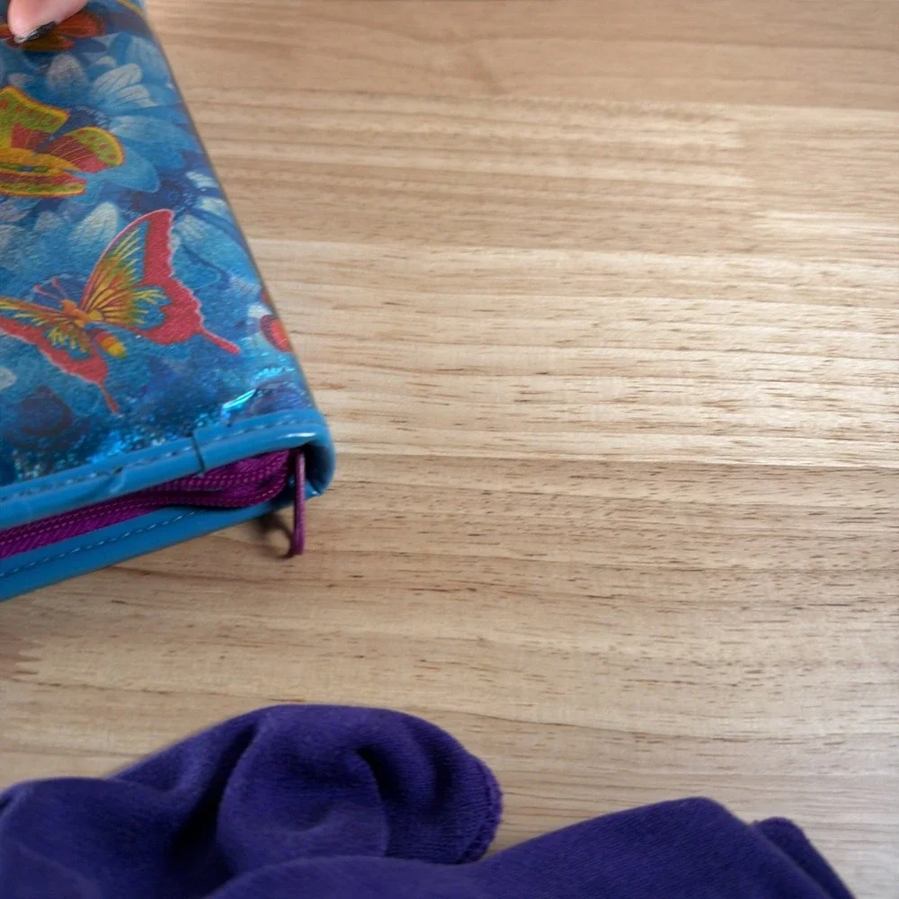 Vintage LISA FRANK Butterfly 6 Ring Organizer or Wallet -Missing Pages-